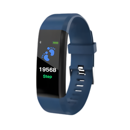 Easy-to-read display of senior smartwatch showing daily steps. Health tracker for active seniors.