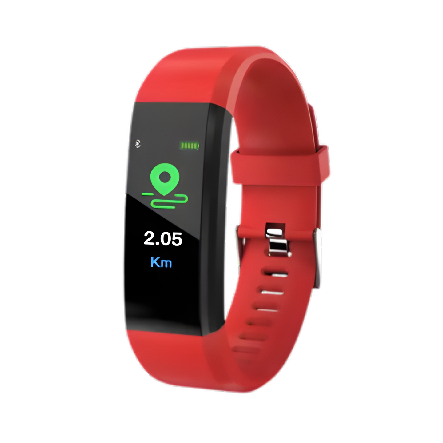 Elderly person checking activity tracker on a Senior Smartwatch; steps and calories shown. Easy use.