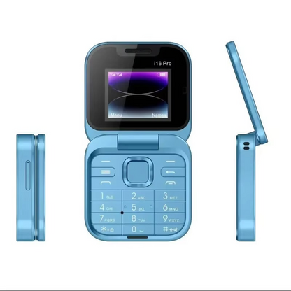 Elderly-friendly flip phone with clear high volume, dual SIM, and long battery life.