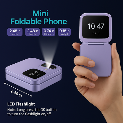Basic senior mobile phone, durable flip design, big buttons & crystal clear high volume.