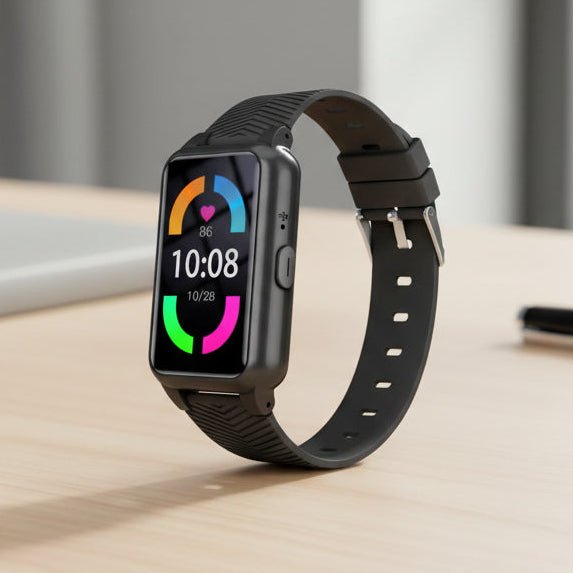 Seniors GPS smartwatch with fall detection & SOS button for elderly safety and health monitoring.