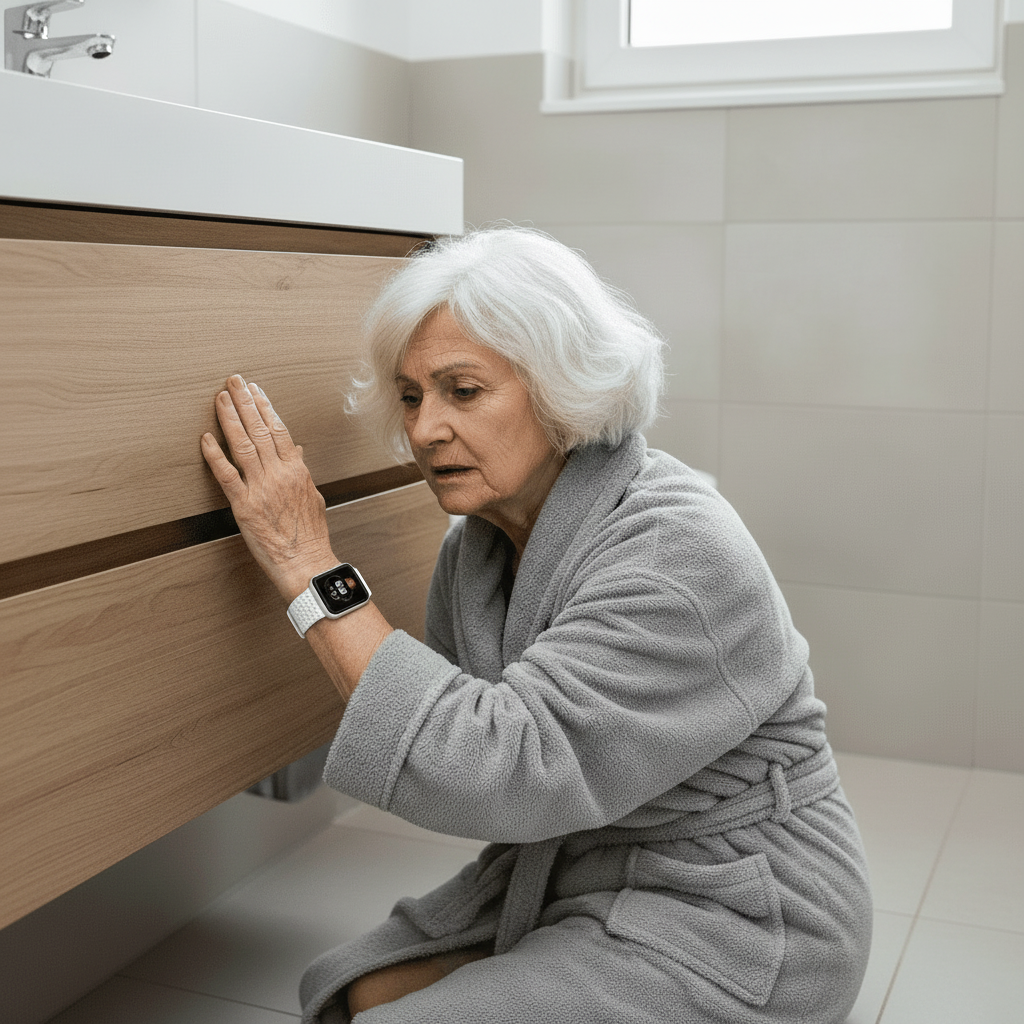 Wearable health monitor smartwatch for seniors, tracking activity & providing emergency assistance.