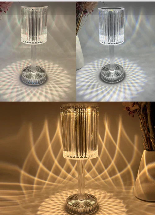 Seraphine modern dimmable crystal table lamp with touch control, elegant LED accent for home decor.