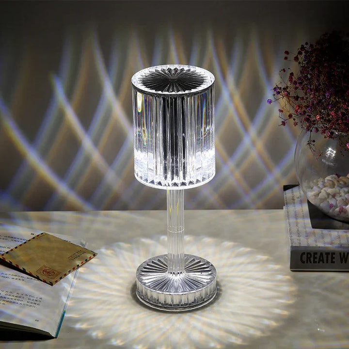 Rechargeable Seraphine crystal table lamp, perfect dimmable LED lighting for bedroom or living room ambient glow.