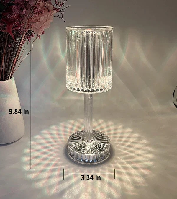 Stylish Seraphine dimmable crystal LED table lamp, touch control for modern ambient lighting in any room.