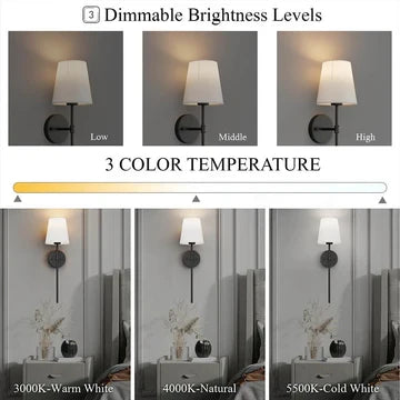 Versatile set of 2 wireless fabric wall lights for accenting hallways, bedrooms, or living rooms.