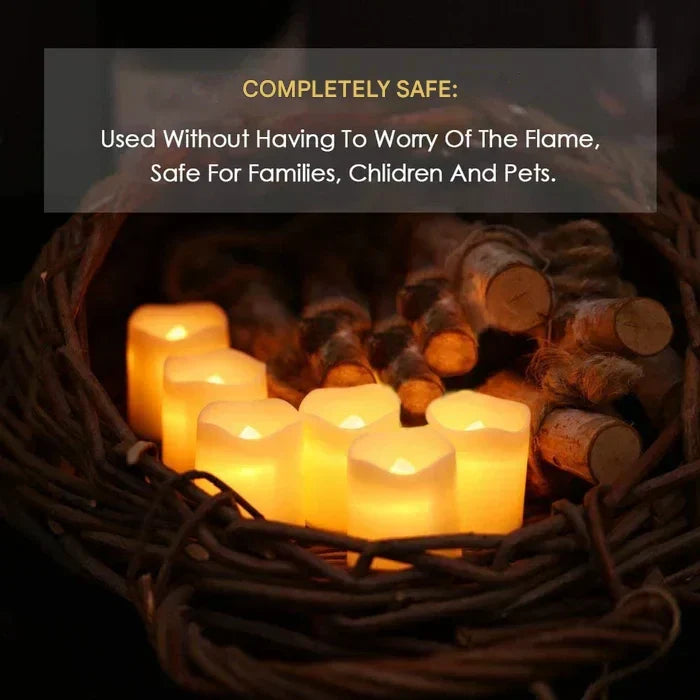 Large set of 24 flameless LED candles for versatile home decor, creating instant ambiance for any occasion.