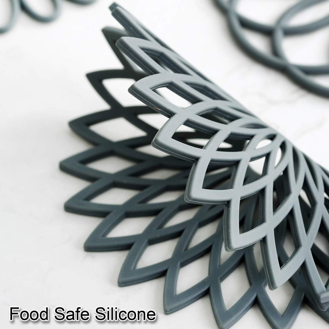 Practical 3-piece silicone coaster set, non-slip for hot dishes & table safety.