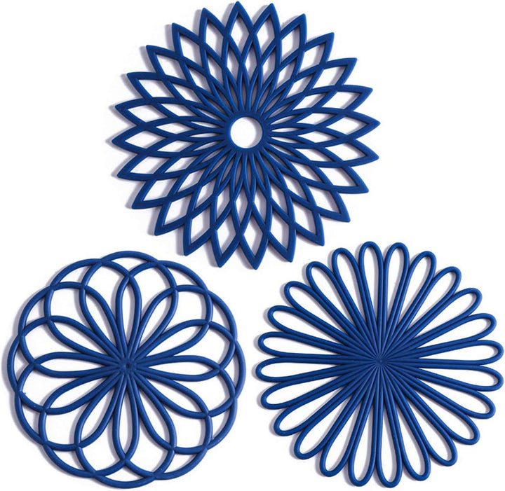 Modern silicone coasters, 3-pack for heat resistance & home kitchen decor.