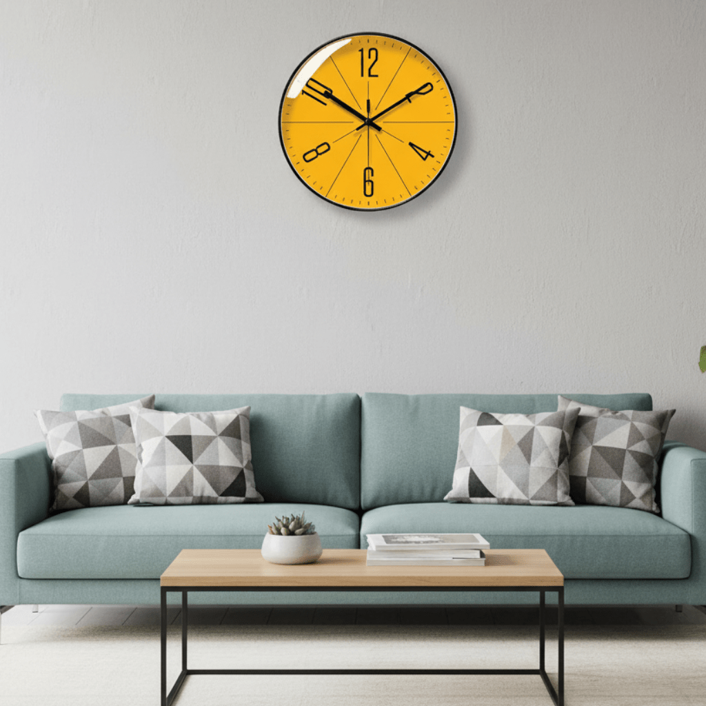 Silent black Nordic wall clock with modern minimalist design. Perfect for stylish home decor.