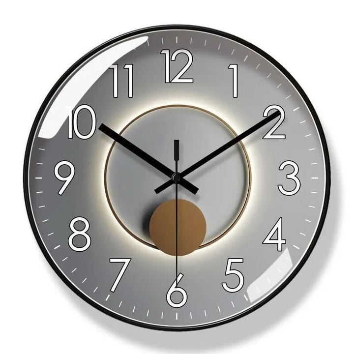 Chic black wall clock, silent quartz mechanism, perfect minimalist accent for modern wall decor.