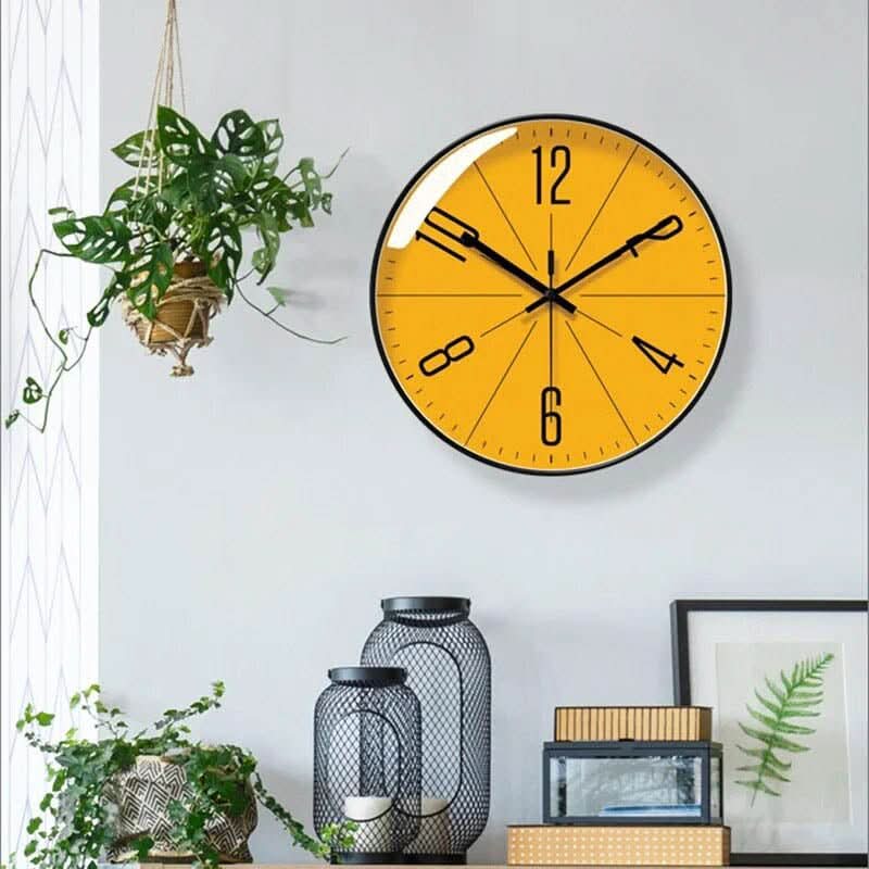 Stylish black wall clock, ideal for Nordic home decor & modern interior design. Silent & precise.