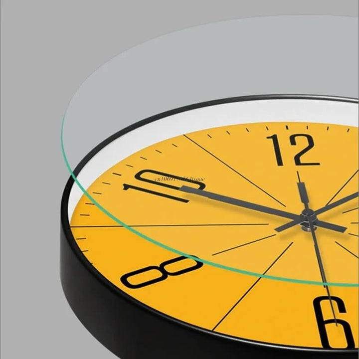 Modern minimalist black wall clock, silent operation, adds a sleek touch to contemporary home decor.