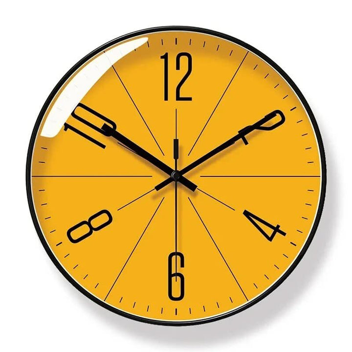 Elegant black wall clock, Nordic style, with silent sweep movement for sophisticated interior decor.