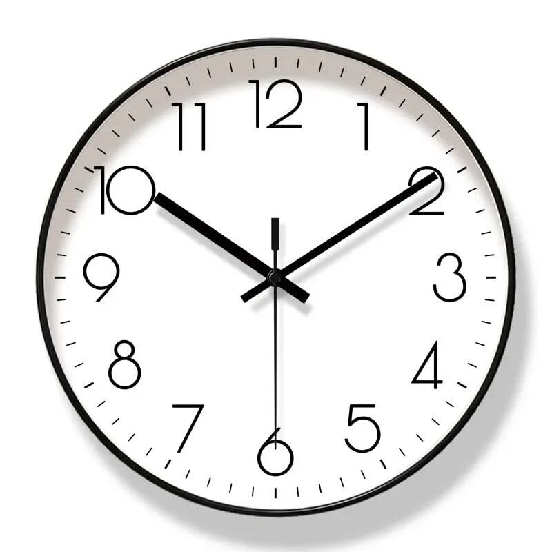 Contemporary black wall clock with clean lines, silent, enhances modern Nordic living space decor.