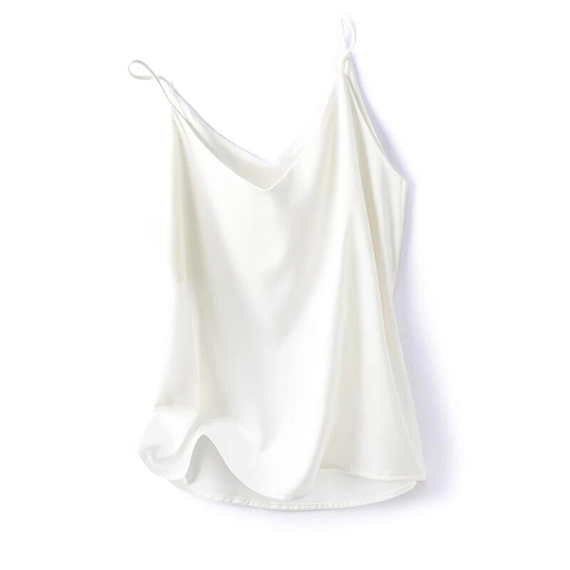 Women's luxurious silky camisole top, designed for elegant layering with a smooth, comfortable fit.