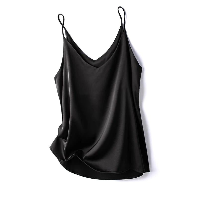 Stylish women's silky camisole tank top, an elegant and comfortable essential for effortless layering.