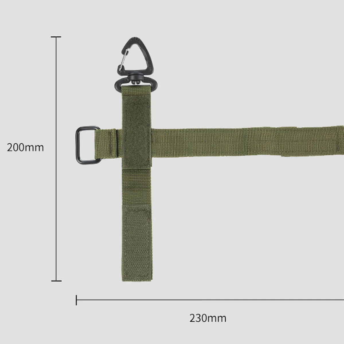 Close-up of a black tactical glove holder clip, a robust carabiner for hiking, camping, and emergency tools.