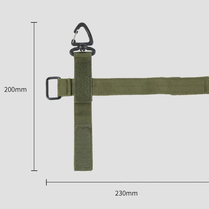 Close-up of a black tactical glove holder clip, a robust carabiner for hiking, camping, and emergency tools.