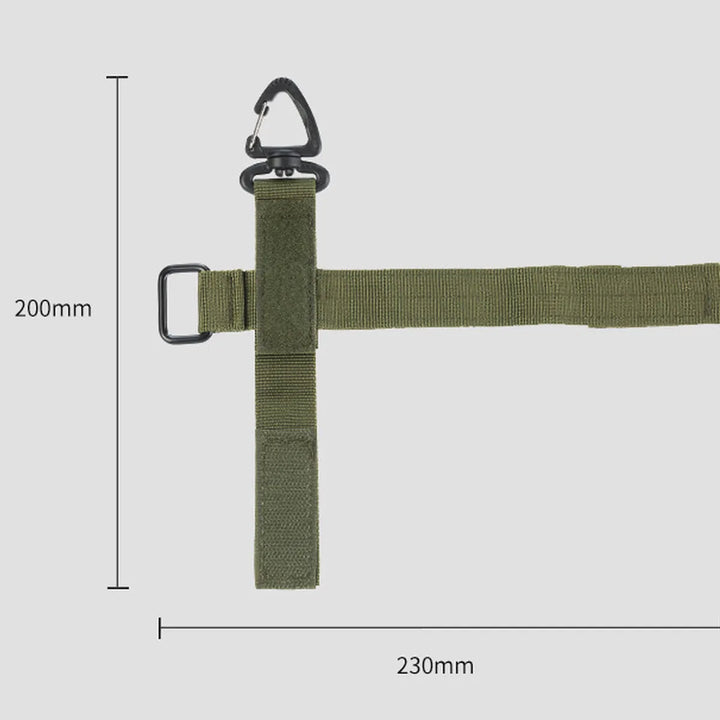 Close-up of a black tactical glove holder clip, a robust carabiner for hiking, camping, and emergency tools.