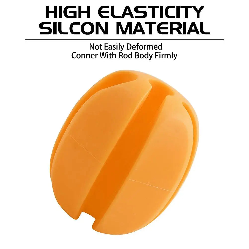 Detail of a silicone fishing rod holder set, highlighting durable straps for secure rod accessory management.