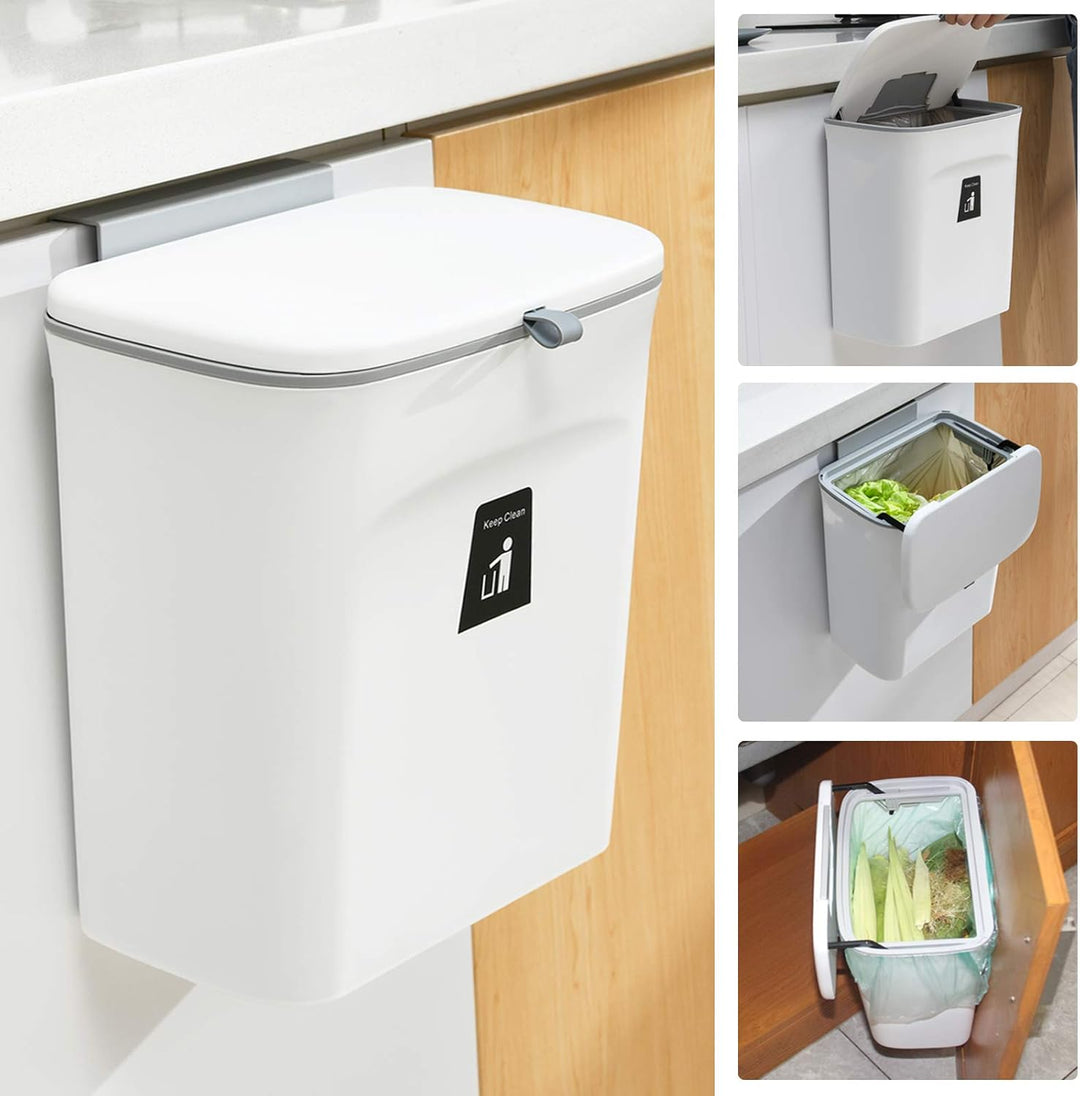 Sleek 2.4-gallon kitchen compost bin for countertop or under-sink. Odor-free solution for food scraps & waste.