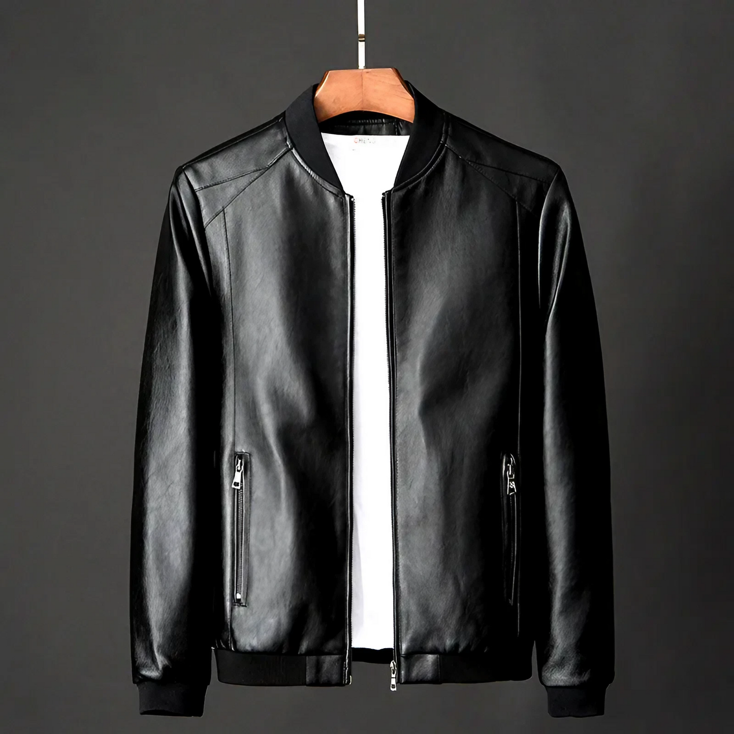 Sleek black men's versatile fashion jacket with zipper closure, ideal for smart casual and everyday wear.