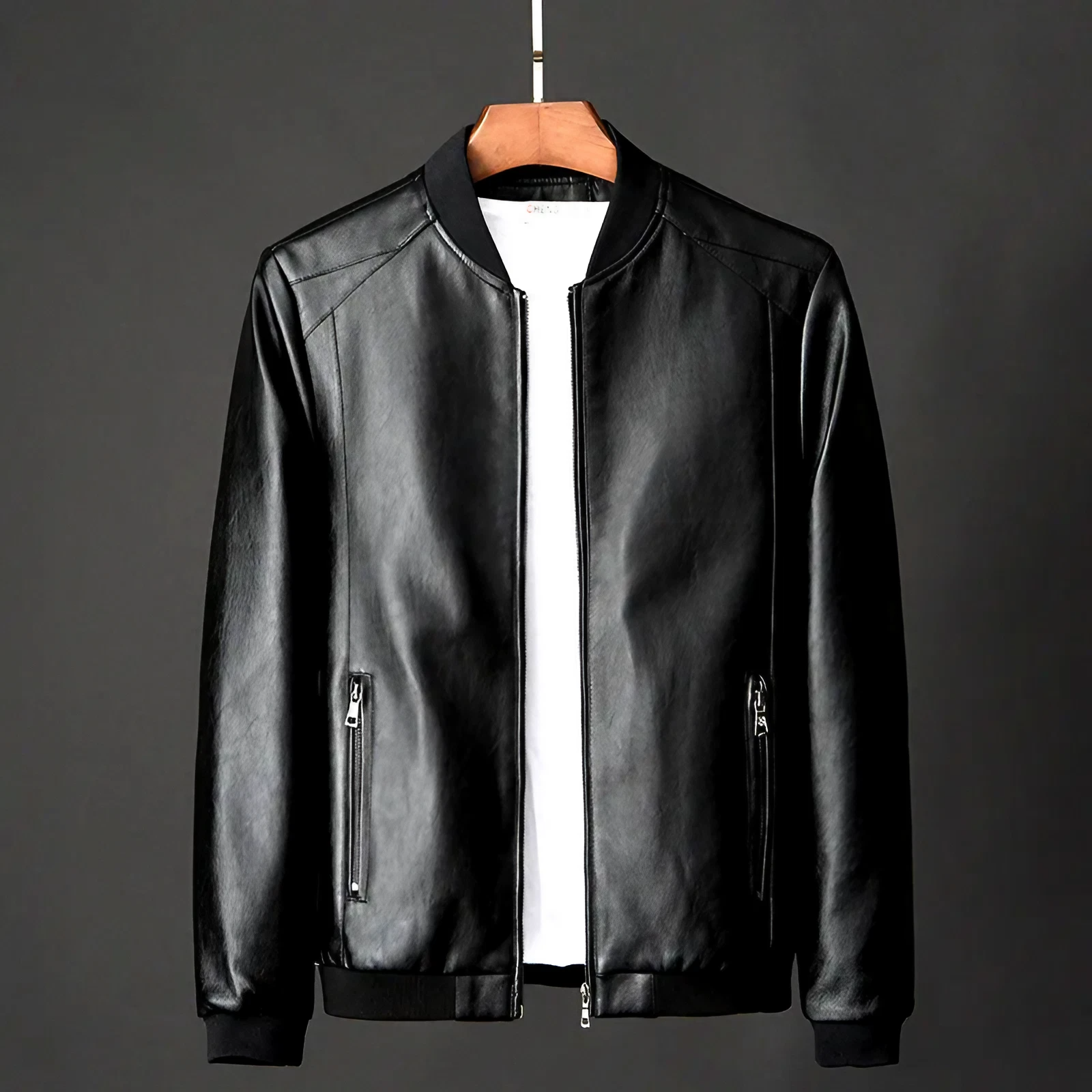 Sleek black men's versatile fashion jacket with zipper closure, ideal for smart casual and everyday wear.