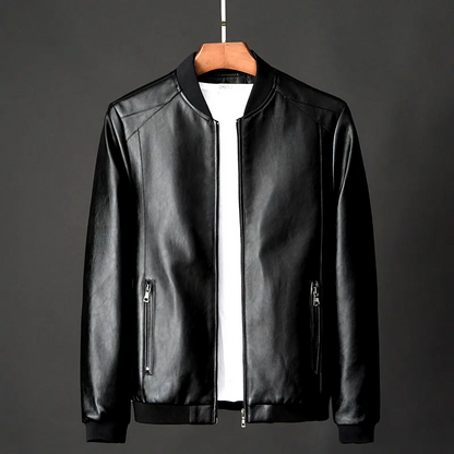 Sleek black men's versatile fashion jacket with zipper closure, ideal for smart casual and everyday wear.