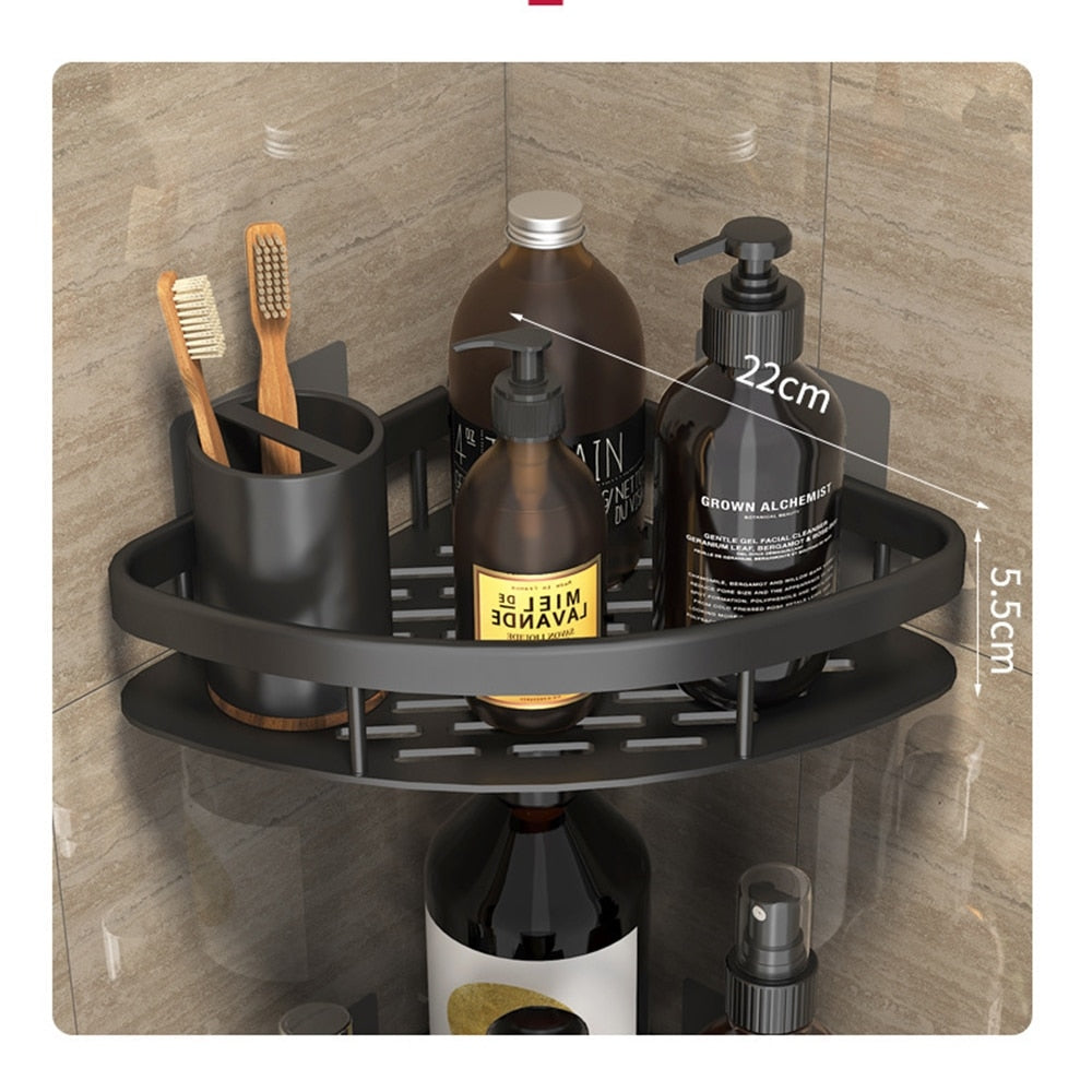 Practical metal shower organizer, silver finish, easy to attach & reposition with suction cups.