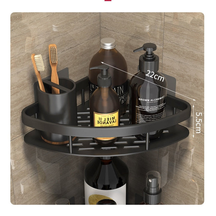 Practical metal shower organizer, silver finish, easy to attach & reposition with suction cups.