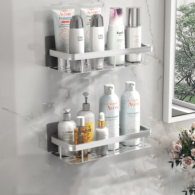 Heavy-duty metal suction shower caddy, easy install, keeps your shower tidy & organized.
