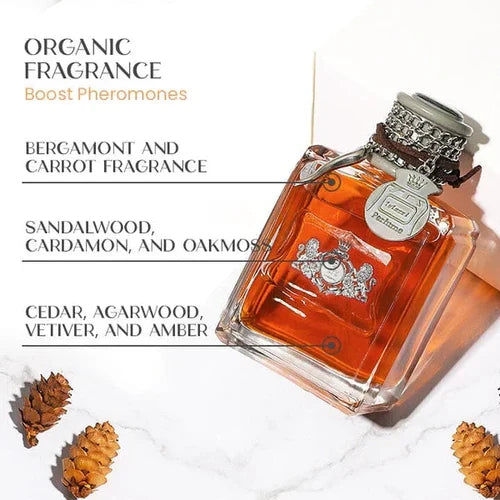 Man applying Alpha Pheromone Perfume, a powerful attractant cologne for men seeking confidence & charm.