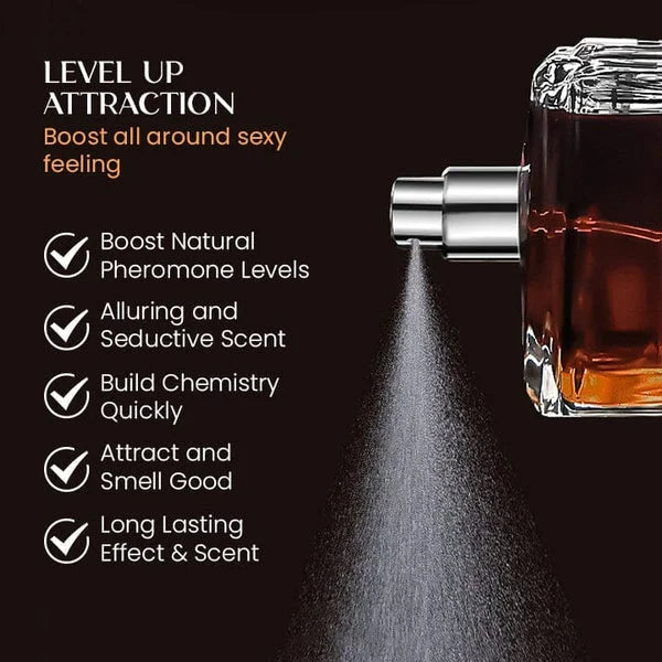 Alpha Men Pheromone Perfume bottle. Potent attractant fragrance & cologne for men, boosting confidence.