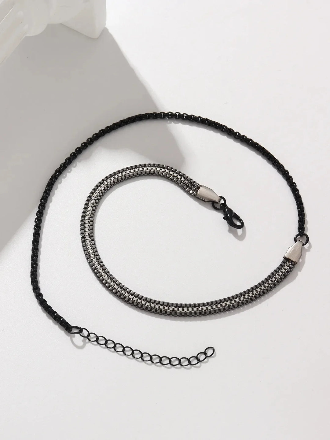 Fashionable men's silver steel bracelet. Sleek, durable, and sweatproof. Adjustable for comfortable everyday wear.