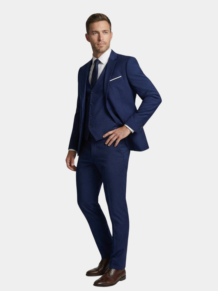 Sleek men's formal three-piece suit, perfect for business meetings, weddings, and elegant special occasions.