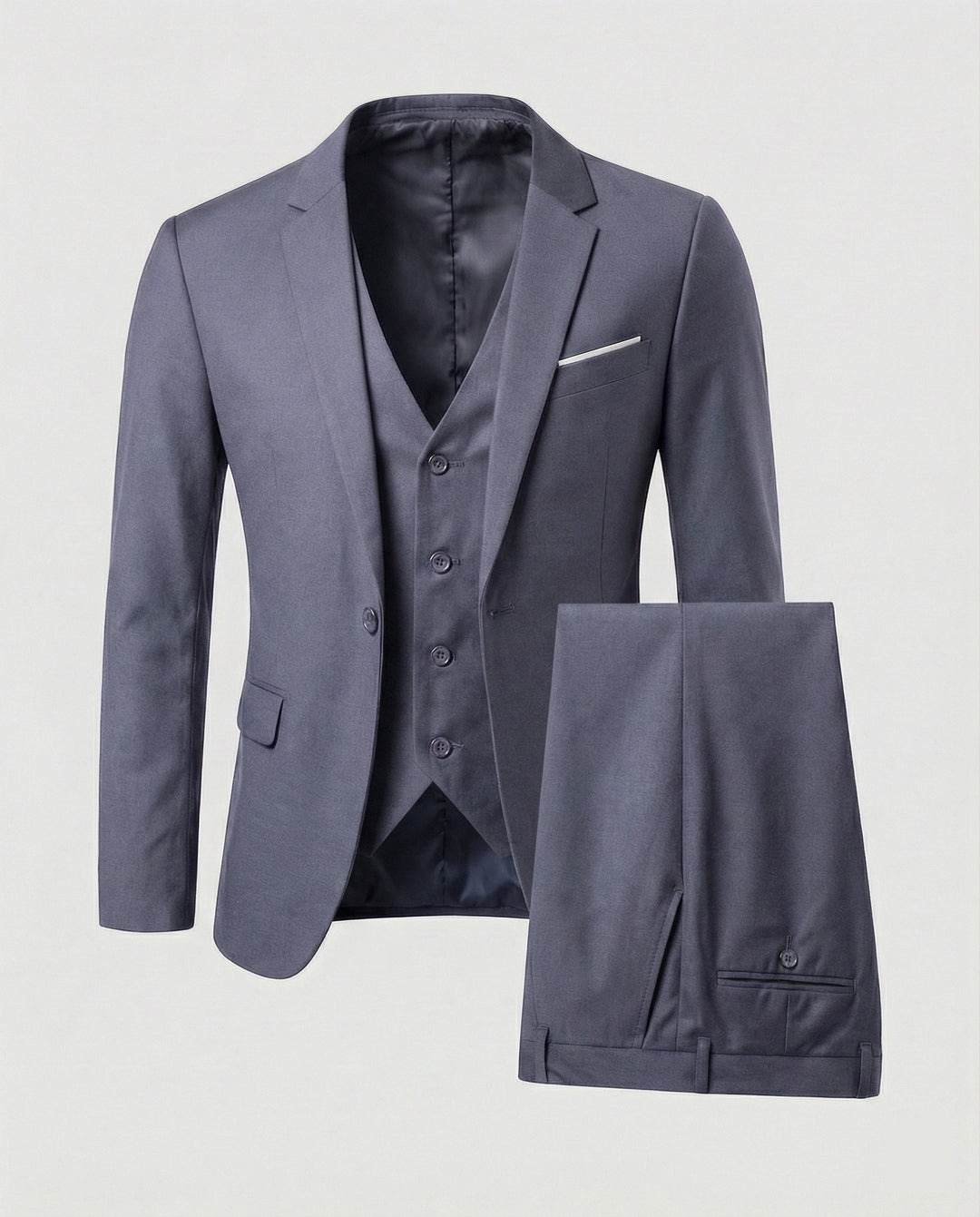 Versatile men's three-piece formal suit, suitable for office wear, business, and elegant events.