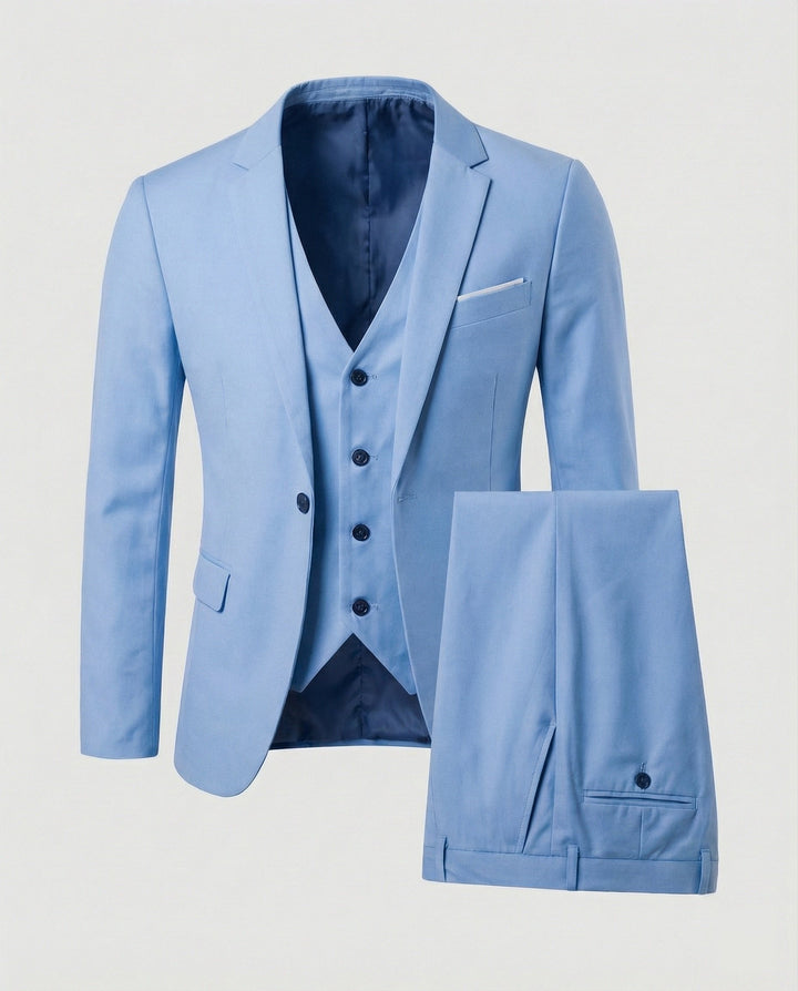 High-quality men's classic three-piece suit, perfect for a refined look at any formal or business occasion.