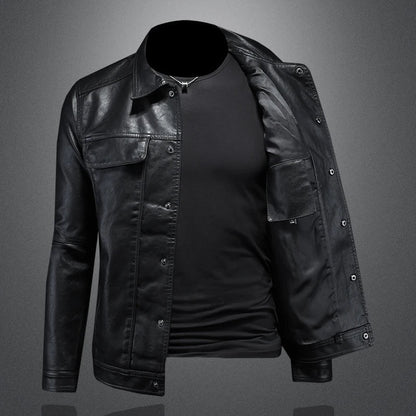 Premium men's outerwear: rugged moto jacket for stylish urban adventures, durable for all seasons.