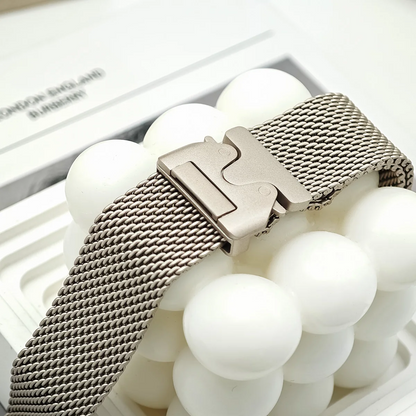 Elegant stainless steel Apple Watch accessory, a durable and stylish watch strap for all genders and occasions.