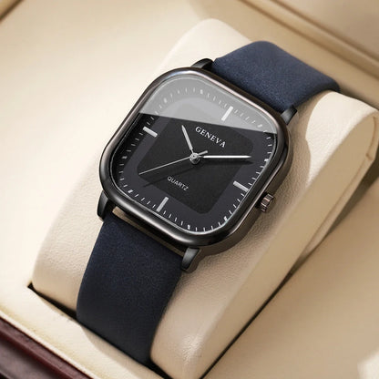 Stylish unisex square watch, a modern minimalist timepiece enhancing any casual or formal outfit.
