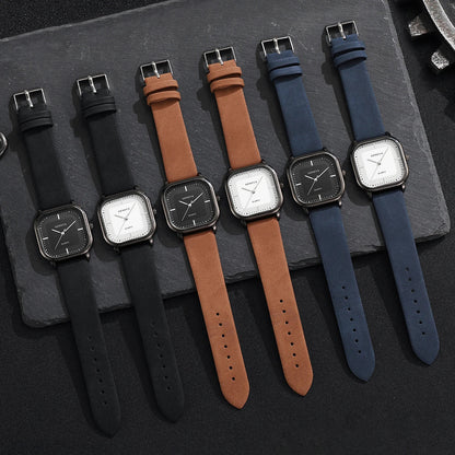 Minimalist square dial watch, a modern unisex timepiece for a clean, contemporary look.
