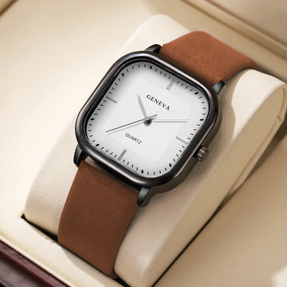 Versatile unisex square watch, a modern minimalist timepiece suitable for casual and dress occasions.