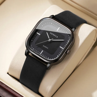 Fashion-forward unisex square watch, a sleek modern timepiece making a bold style statement.