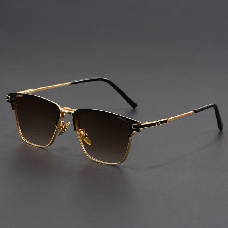 Lightweight square sunglasses, unisex, featuring a sleek design with metal details & UV protection.