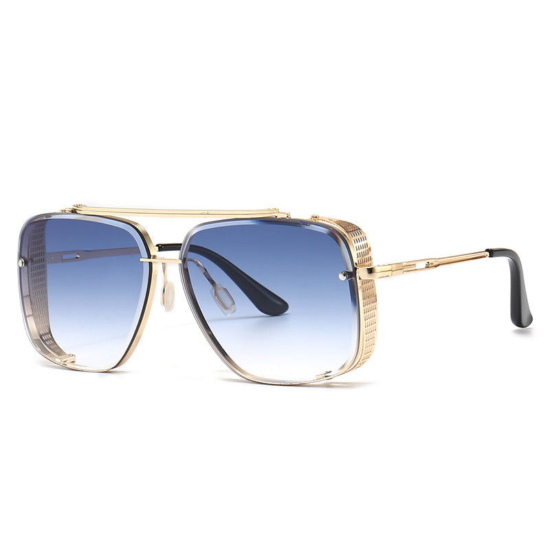 Unisex fashion sunglasses with sleek metal frames, UV400 lenses & modern design for stylish wear.