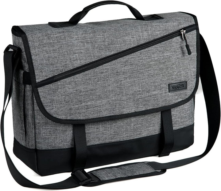 Sleek water-resistant laptop messenger bag with adjustable strap & secure compartments for daily work essentials.