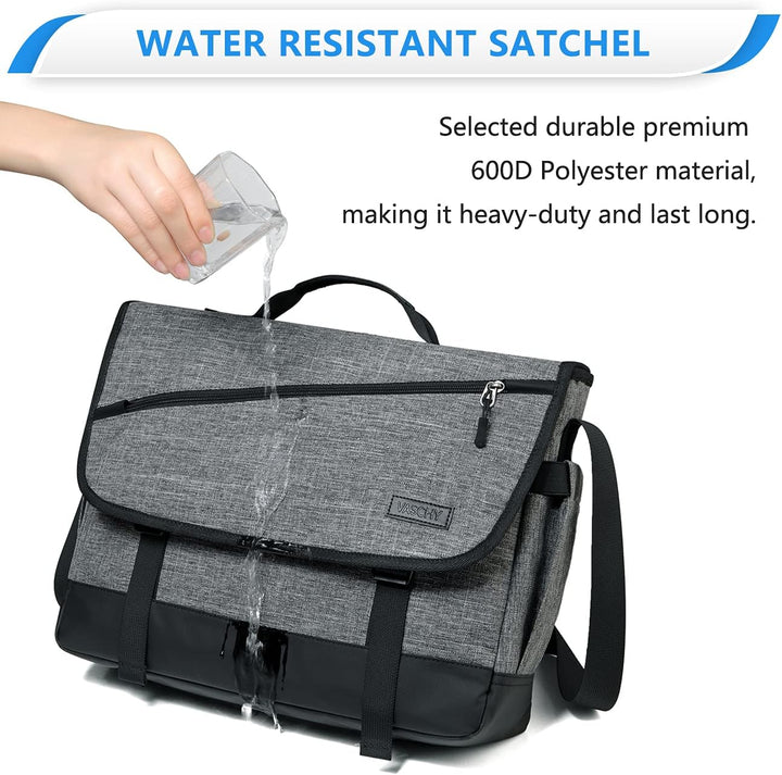 Durable water-resistant laptop messenger bag from WorkMate Series, designed for secure daily carry & travel.