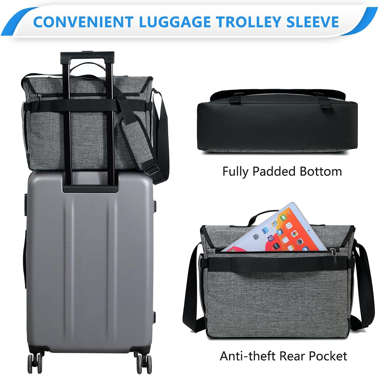 Secure water-resistant messenger bag for laptops, ideal for commuters, offering tech protection & organized storage.