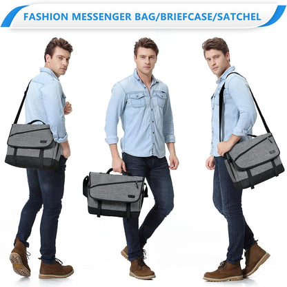 Modern unisex water-resistant laptop messenger bag with an adjustable strap, perfect for professional daily use.